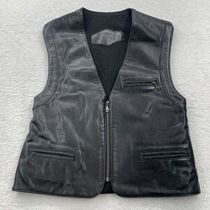 RUDSAK WOMAN LEATHER BLACK VEST MOTORCYCLE JACKET SIZE LARGE